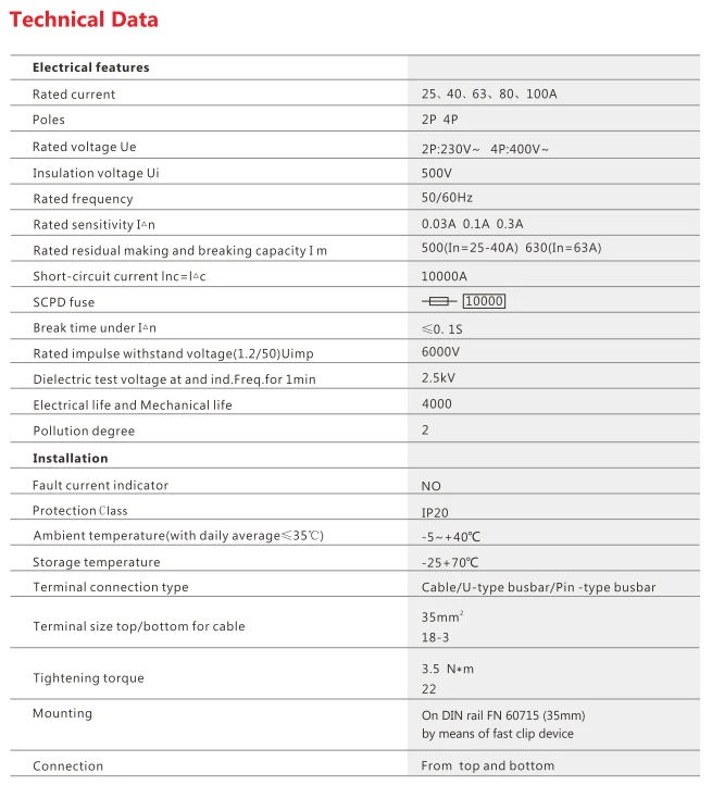 residual eletromagnética rcd ac elcb 2 polo