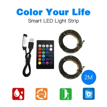 

LED light strip 5V SMD5050 RGB waterproof strip light TV backlight tape 16leds/M 1M 2M for TV PC display screen deco lighting