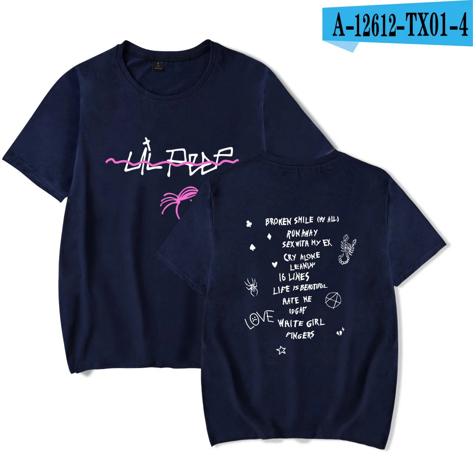 navyblue Lil Peep футболка женская модная футболка хлопок Мягкая вентиляция футболка уличная мода хип-хоп футболка для мальчиков и девочек Повседневная футболка - Цвет: navyblue