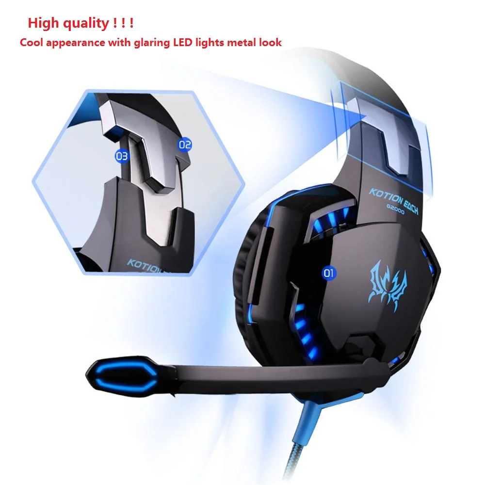 G2000 G9000 Gaming Headsets Big Headphones with Light Mic Stereo Earphones Deep Bass for PC Computer Gamer Laptop PS4 New X-BOX