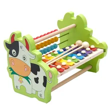 Теленок Октава стук пианино обучения многофункциональные деревянные игрушки маленькие оптом