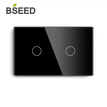 

Bseed US Touch Switch 2 Gang 1/2 Way Light Switch Wall Switch White Crystal Class Panel White Black Golden Smart Switch