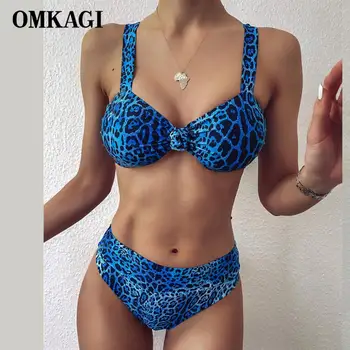 

OMKAGI Leopard Push Up Bikini Sets Women Female Swimsuit High Waist Bikini Sexy Women Swimwear Bikini Set 2021 Bathing Suit