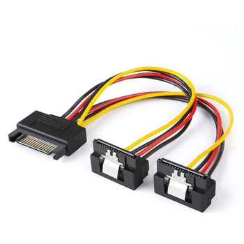 

SATA Power Cable 6-Inch SATA 15 Pin Male to 2xSATA 15 Pin Down Angle Female Power Splitter Cable HDD Hard Drive Cable