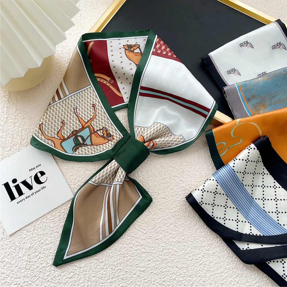 

Fashion Small Silk Scarf Women Spring And Autumn Summer Small Ear Scarf Korean Style Tie Bag Headband Decoration Neck Scarf