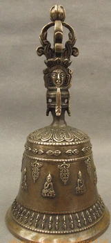 

Free Shipping 7"Tibet Chinese Bronze Copper Buddhism BiXie Mahakala Buddha Head Bell Statue