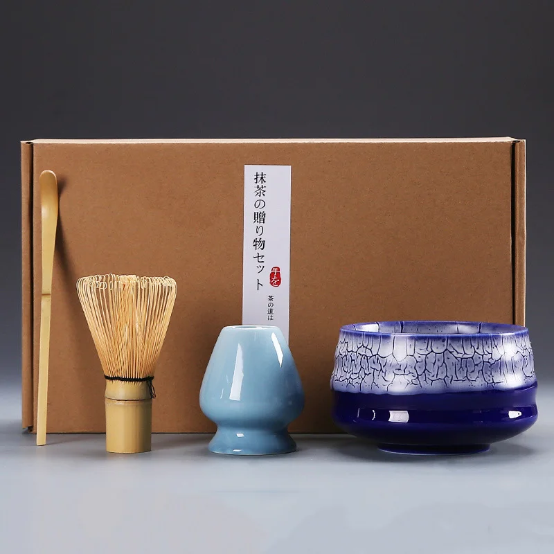 4pcs/set Handmade Home Easy Clean Matcha Tea Set Tool Stand Kit Bowl Whisk Scoop Gift Ceremony Traditional Japanese Accessories