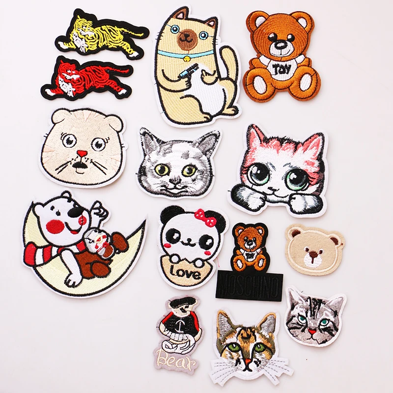 1 PCS Cute animal icon Embroidered Iron on Patches for Clothing DIY Stripes Clothes Patchwork Stickers Children Custom Badge | Дом и сад