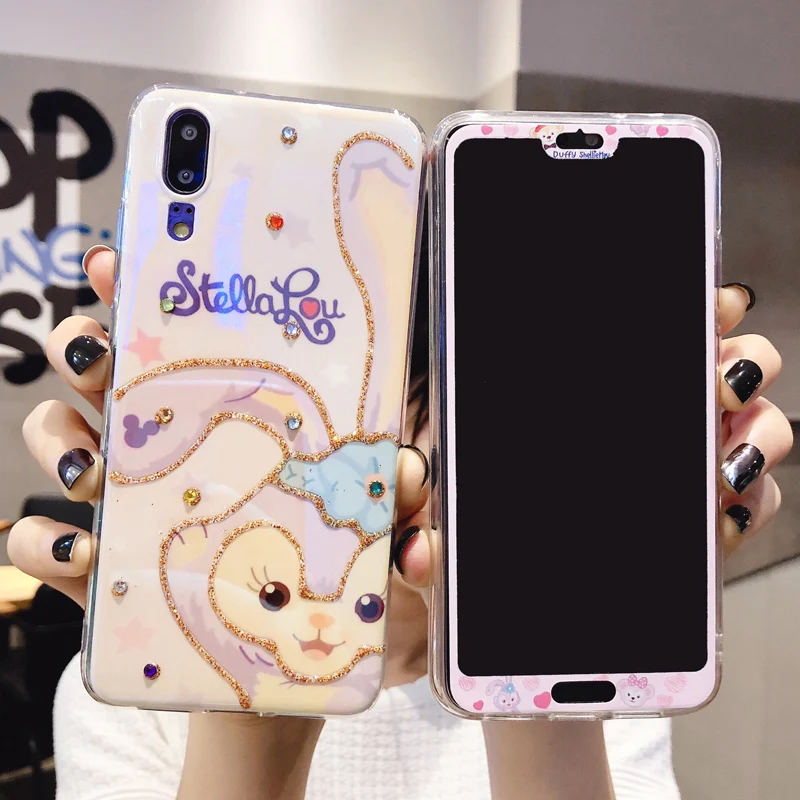 Для huawei P30 pro bling Медведь Даффи игрушка мягкий чехол и закаленное стекло экран пленка для huawei P20 mate20 pro блестящий чехол+ flim