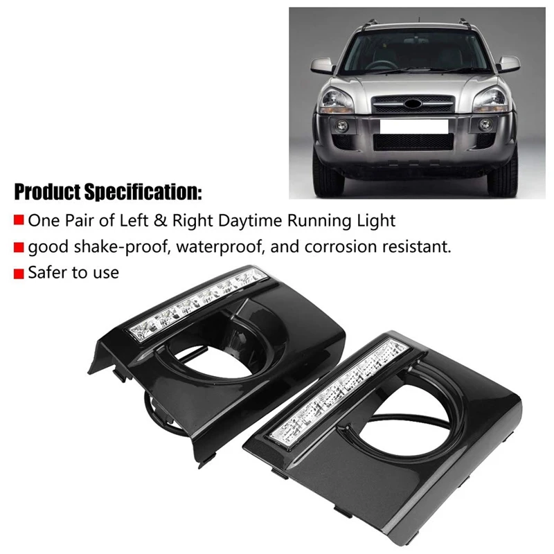2 шт. светодиодный DRL дневные ходовые огни для hyundai Tucson 2009- положительный белый свет аксессуары