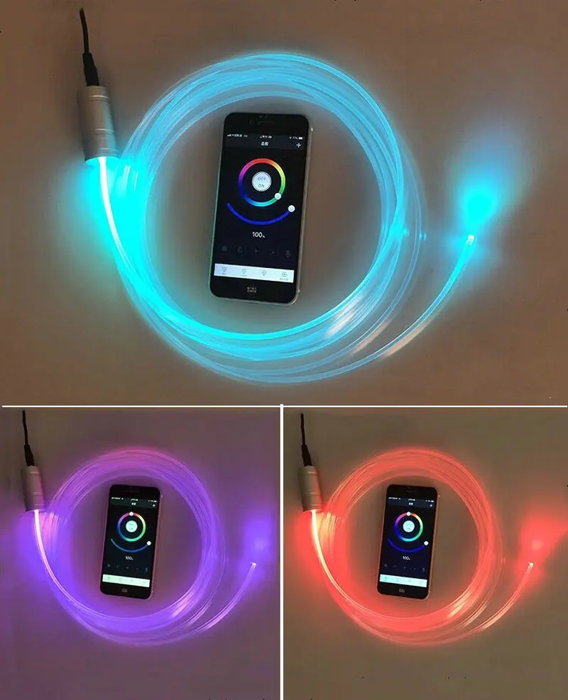 

Mini 12v 3W RGB LED light source engine Car decor Led fiber optic Lighting projector Smartphone APP controlled+3mm T-Type cable