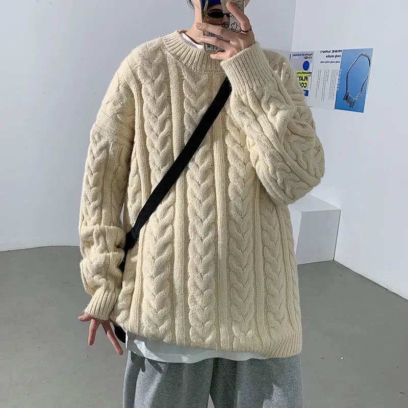 

Winter Thick Sweater Men's Warm Fashion Retro Casual Knitted Pullover Men Wild Loose Korean Knitting Sweaters Mens Clothes M-3XL