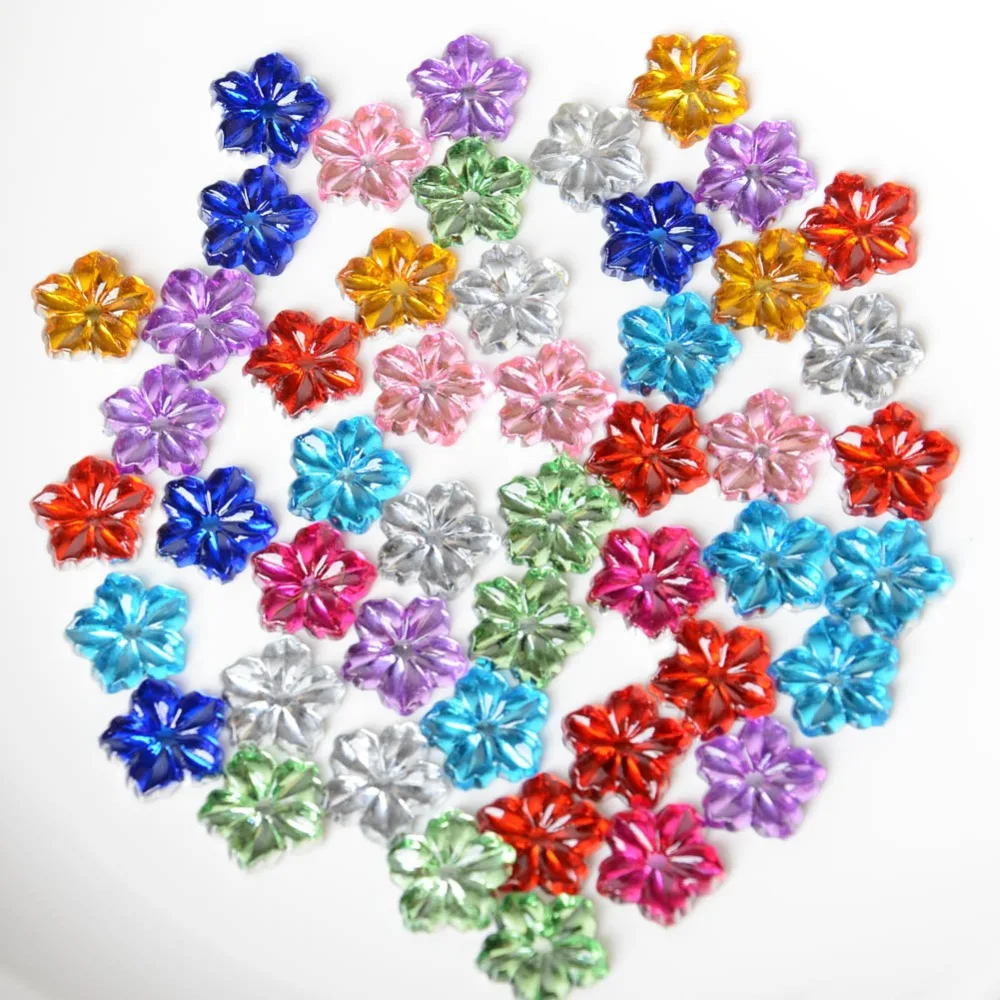 

BOLIAO 100Pcs 13mm Flower FlatBack Acrylic Appliques/Craft/Clothes Sweaters Decoration Cell Phone Beauty DIY