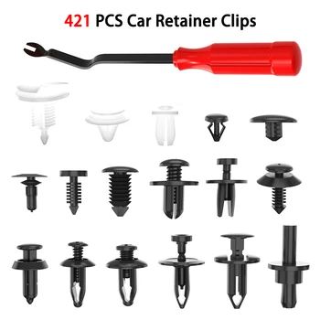 

421pcs Mixed Auto Fastener Car Bumper Clips Retainer Body Push Pin Rivet Trim Panel Fastener Clip Moulding Assortment+Tool