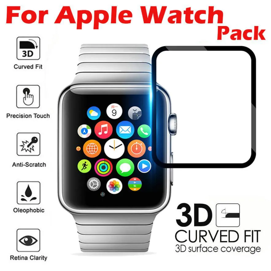 3D изогнутое закаленное стекло для Apple Watch 40 мм 44 серии 4 Черная защитная пленка