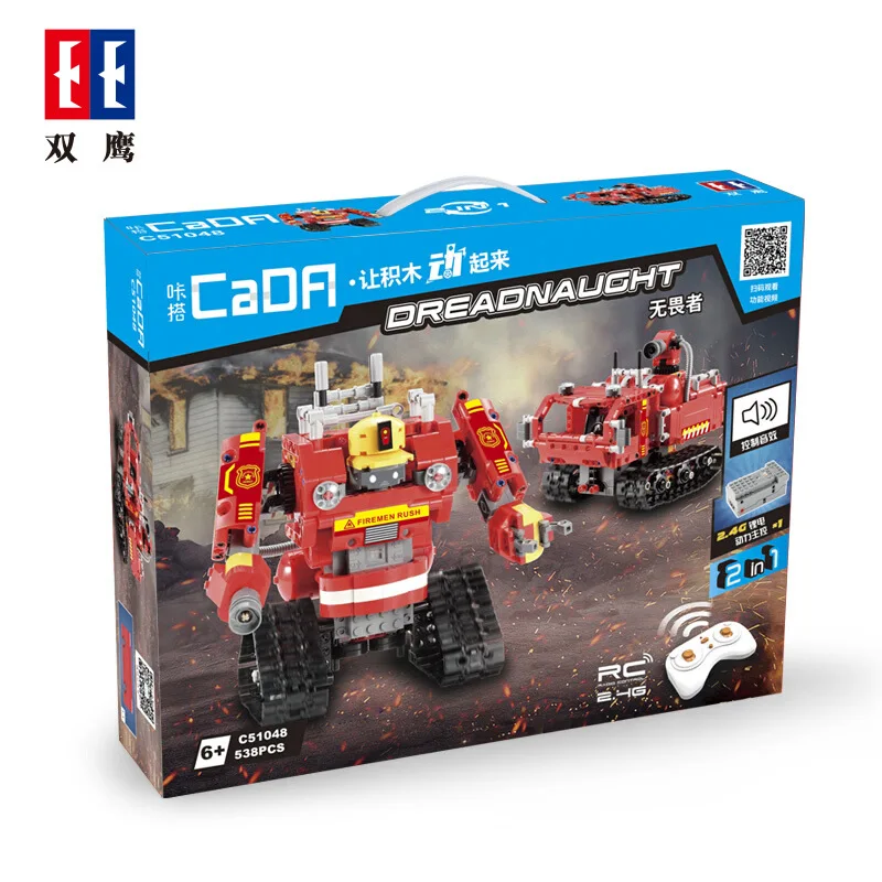 

Double e cada Cracking Take C51048 Remote Control Deformation Robot Inserted Building Blocks Fearless Finley-in-Building Blocks
