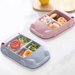 Baby Dishes For Feeding Infant Bamboo Fiber Training Dishes Baby Feeding Sets Children Tableware Car Shape Bowl Plates For Kid