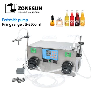 

ZONESUN 2 Heads Perfume Water Juice Essential Oil Electric Digital Control Peristaltic Pump Liquid Filling Machine 3-2500ml