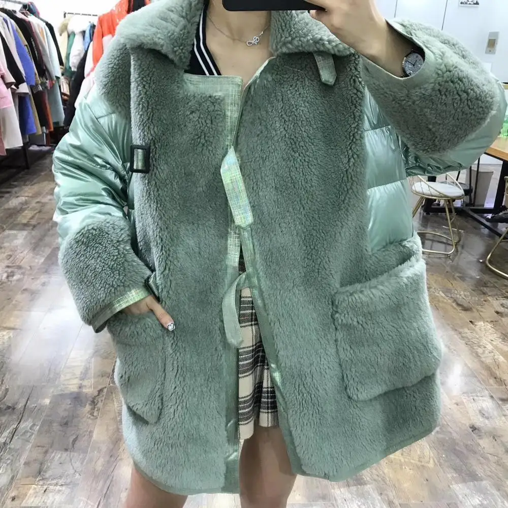Пальто из искусственного меха oweisize, пуховик с 30% овечьим мехом, шерстяное пальто для женщин, новинка, толстая теплая одежда