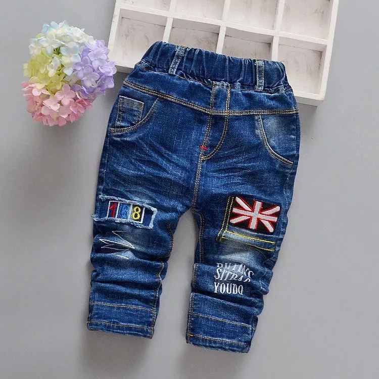 Специальное предложение, модель года, осенние джинсы в Корейском стиле для мальчиков для маленьких детей возрастом от 1 года до 4 лет