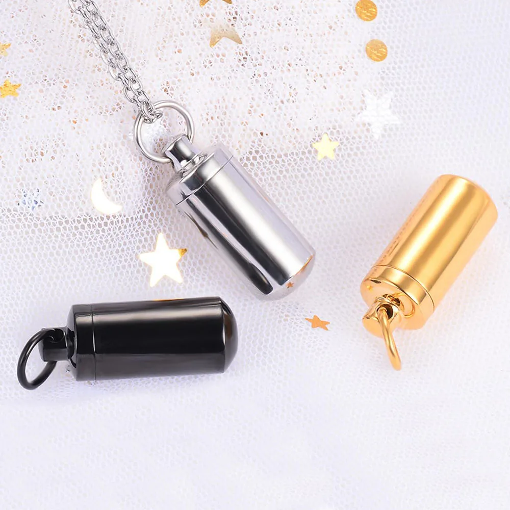 Fashion Memorial Necklace Cylinder Cremation Jewelry Eternity Ashes Urn Keepsake Pendant for Men Women