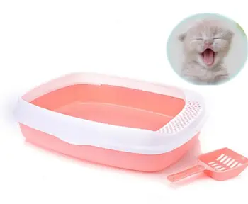 

Pet Toilet Bedpan Anti Splash Cats Litter Box Kitten Cat Dog Tray with Shield and Scoop