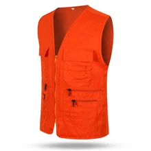 

Men Sleeveless Loose Jacket Vest Top Casual Multi-Pocket Coat Outdoor Fishing Photographing Cameraman Waistcoat AUSO