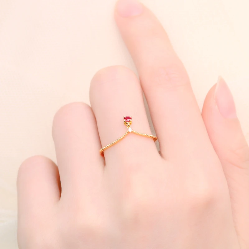 Aazuo Ins Трендовое 18 К Желтое золото натуральный рубин модное подвижное кольцо Подарочное для женщин Midi Finger Au750