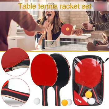 

2Pcs Professional Table Tennis Ping Pong Racket Paddle Bat + 3 Balls Bag Sets High Quality Practical And Durable