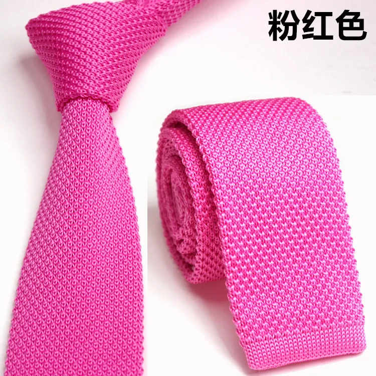 Korean-style Solid Color Knitted Tie Men And Women Slim Tie Casual Knitted Tie Yarn Tie 28-Color