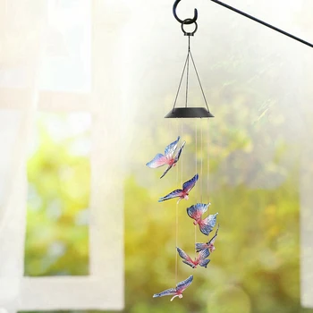 

Mutil-Color Solar LED Hummingbird Butterfly Wind Chime Light Outdoor Graden Yard Decoration