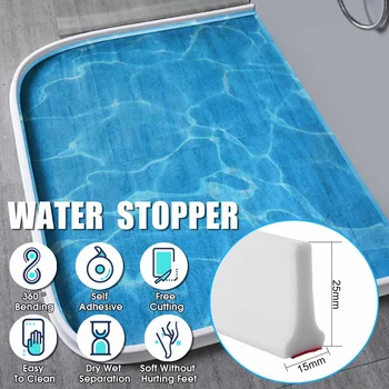 

NEW Collapsible Shower Threshold Water Dam Shower Barrier and Retention System 0.6/0.8/1/1.5/2M Gray Water Retaining Strip