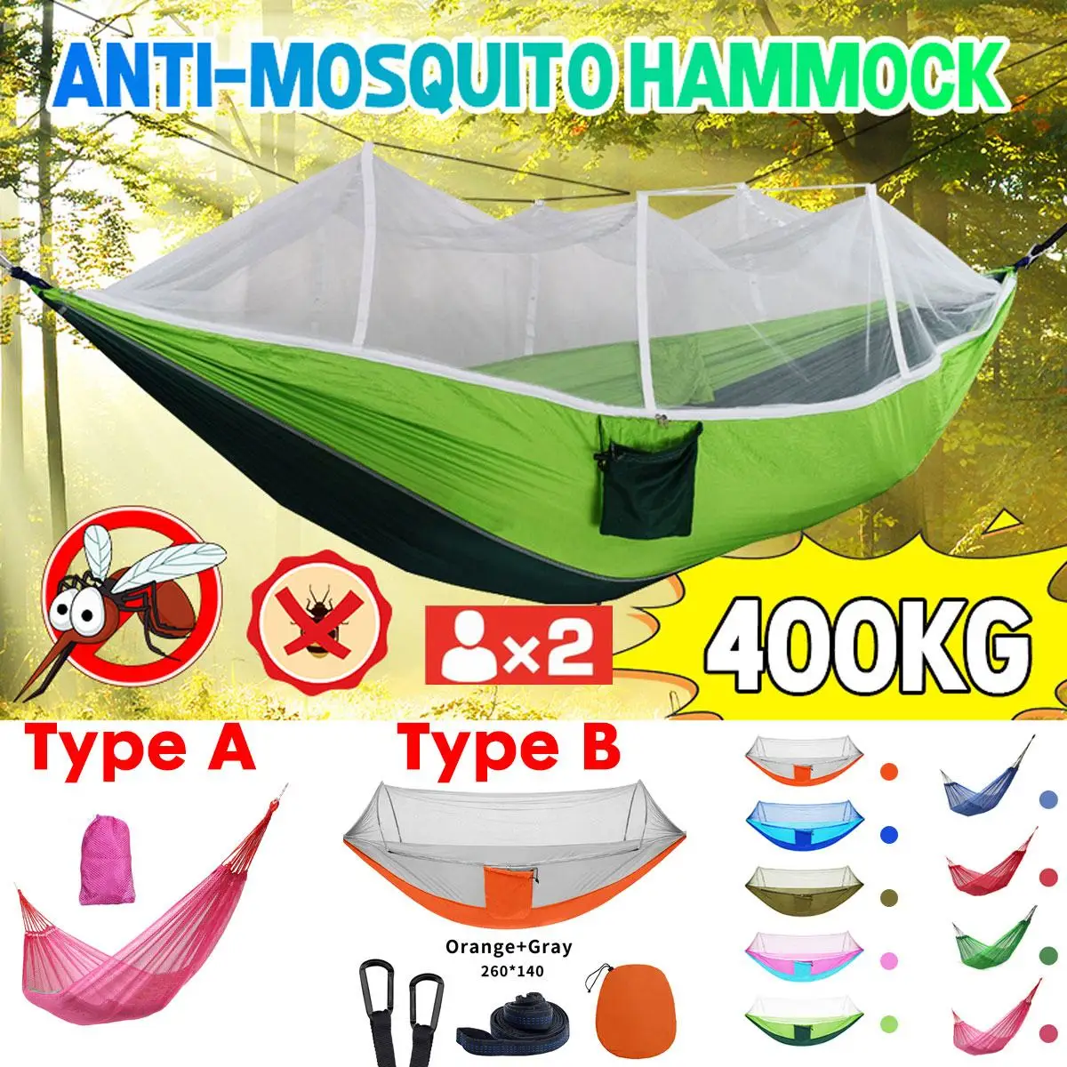

2 Types Anti-Mosquito Hammock Chair Bed Foldable Hanging Chair Garden Swing Chair Adult Camping Hanging Bed Outdoor Furniture