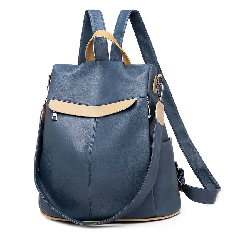

Korean-style Soft Leather Anti-Theft Backpack wei di si New Style Bag Versitile Fashion Simple Casual Dual Purpose Single-should