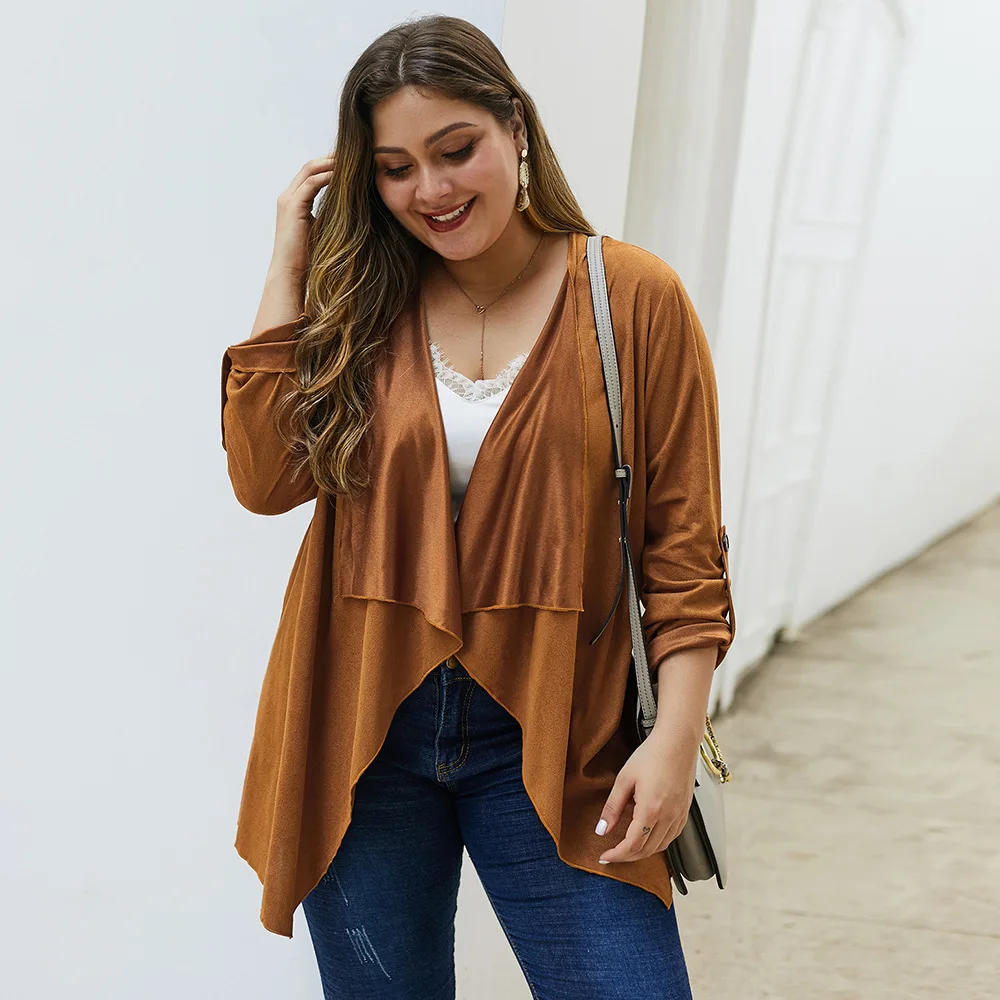 

XL--4XL Large Size Coat Overcoat Solid Color Autumn and Winter Tops Women Jacket Women Jacket