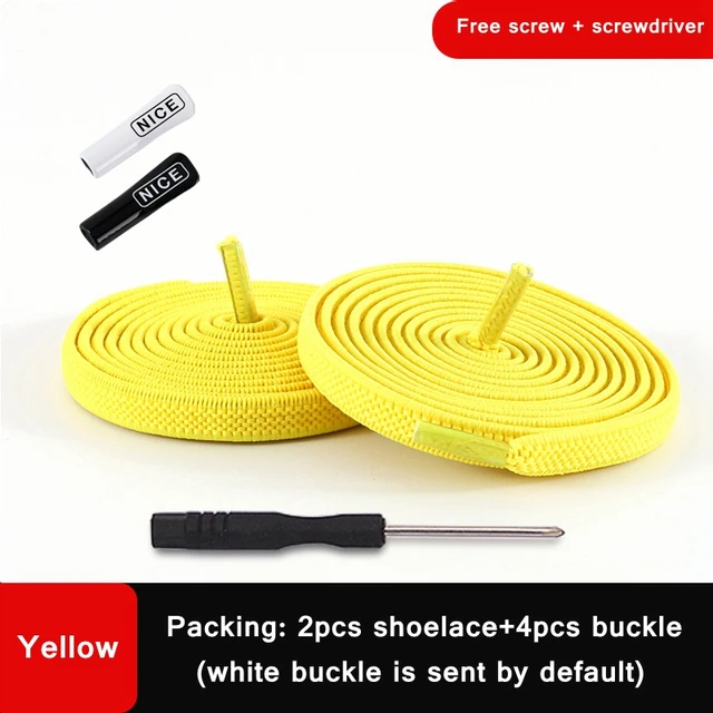 1 Pair No Tie Shoelace Elastic Shoelaces Leisure Sneakers Quick Flat Shoelaces Lazy Shoe Laces Nice Buckle Kids and Adult Unisex Yellow