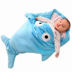 Спальный комплект для младенца, милый мультфильм Акула, детский спальный мешок, мягкое Толстое Зимнее детское одеяло, детское теплое