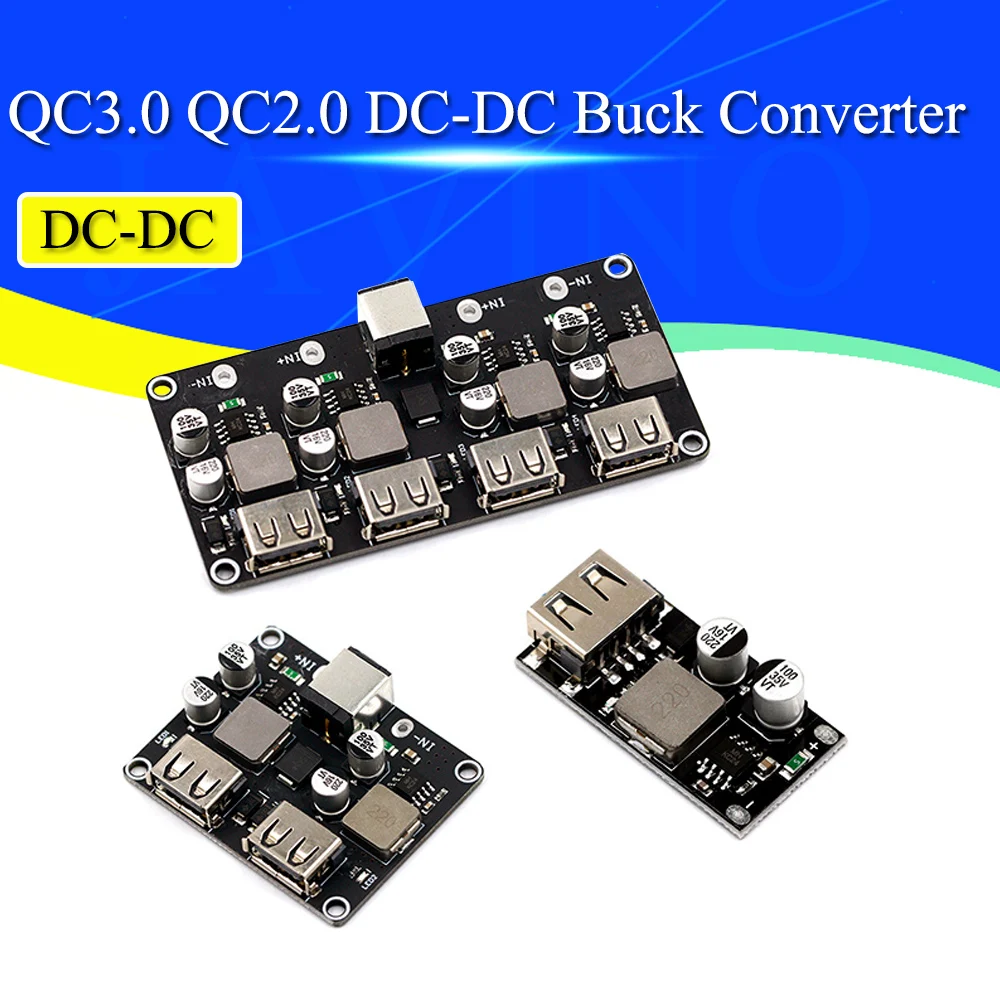 USB QC3.0 QC2.0 DC-DC 벅 컨버터 충전 스텝다운 모듈 6-32V 9V..
