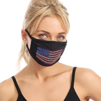 

Patriotic Face Mask American Flag Rhinestone Jewelry Party Mouth Cover For Halloween Christmas