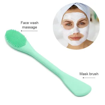 

1pc Silicone Mask Brush Portable Face Cleaning Massage Exfoliating Blackhead Cleansing Brush Double-headed Skin Care Tool