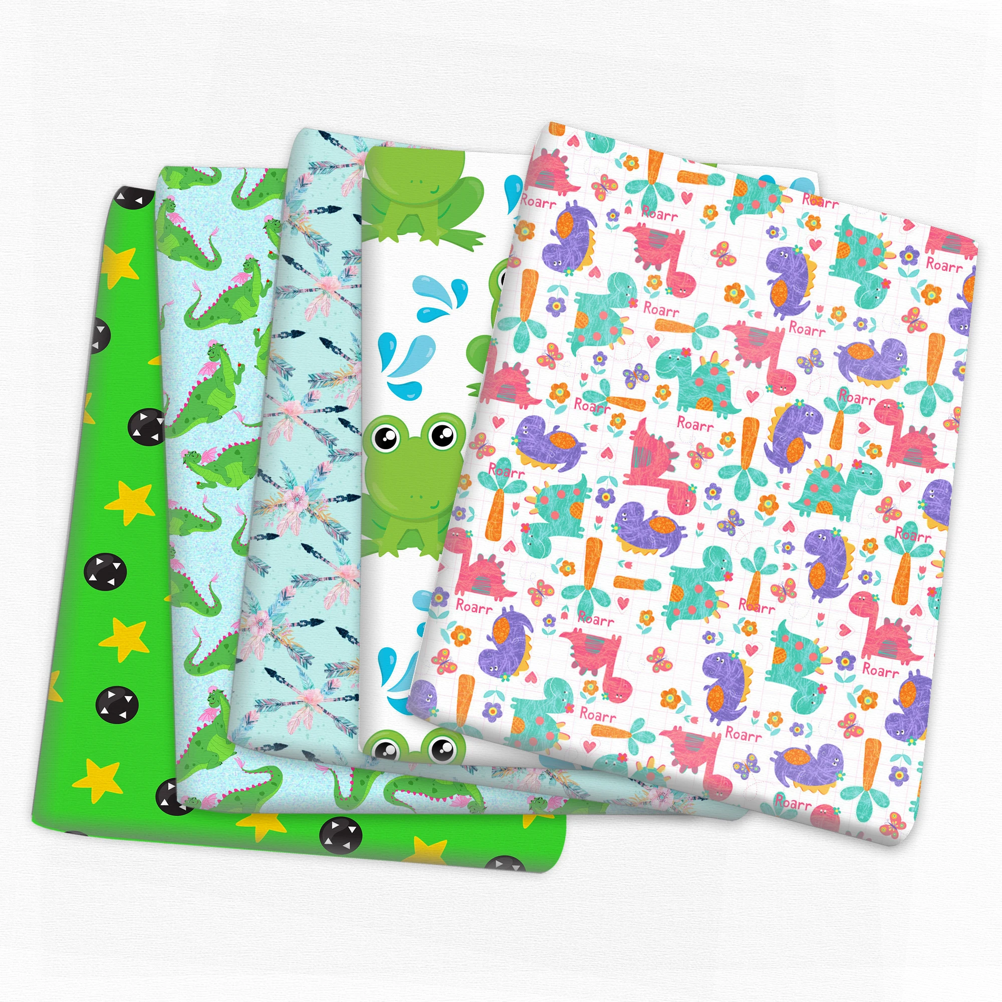 В мозаичном стиле с рисунками динозавров из хлопка и полиэстера ткань для шитья