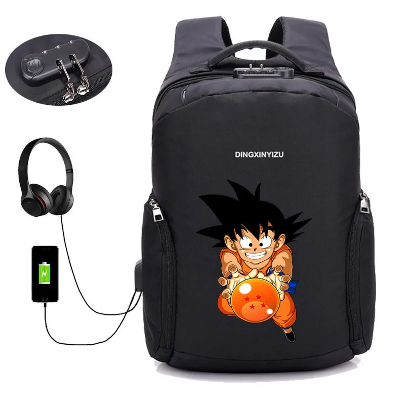 13 anime Dragon Ball Z backpack USB Charge Computer Backpacks Anti-theft bag student book Bags teenagers men women Travel backpack - Цвет: 13