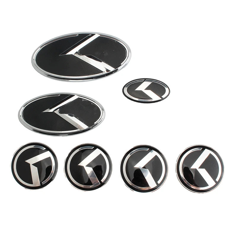 

1 Pcs 3D ABS K Logo Car Wheel Center Cap Sticker Trunk Emblem sticker Front Grill Rear Badge For KIA K5 1set=7pcs