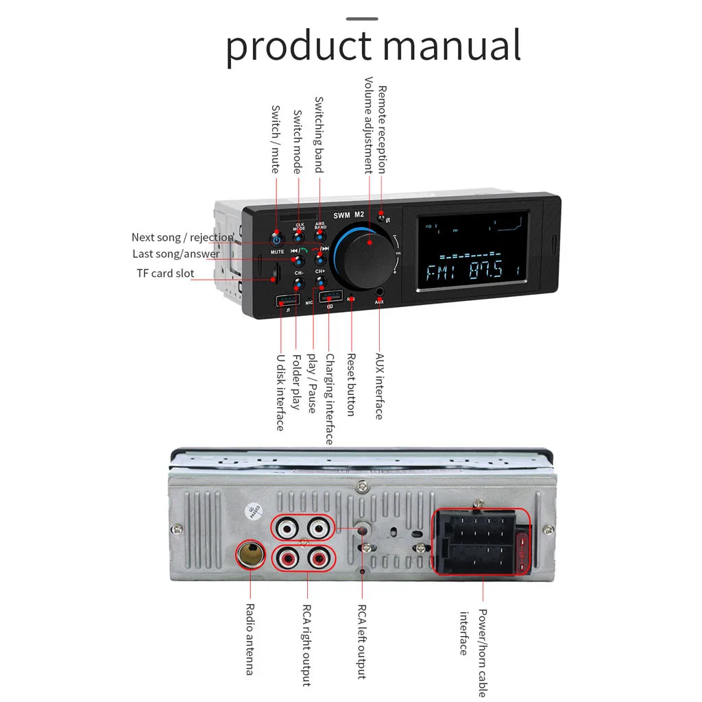 12 В Bluetooth Автомобильный MP3-плеер беспроводной приемник mp3 SWM M2 музыкальный автомобиль fm-радио BT USB TF AUX аудио переходная головка блок 92