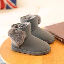 

2021 New Children's Boots For Girls Thick Cotton Kids Snow Boots Cute Sweet Warm Fabric With Soft Fluffy Fur Baby Boots TXUE27