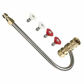 

Gutter Cleaner Attachment For Pressure Washer With 4 Nozzles Tips 1/4 Inch High Pressure Washer Cleaner Extension Rod With 4 Noz