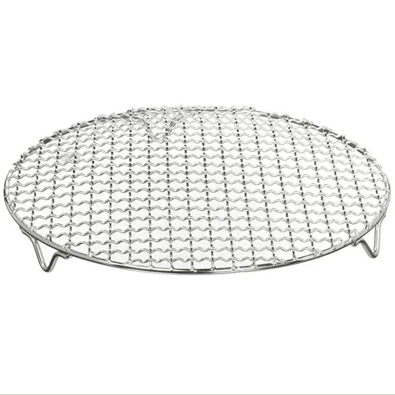 304 Stainless Steel Round Grill Net With Footboard Bbq Meshes Cooling