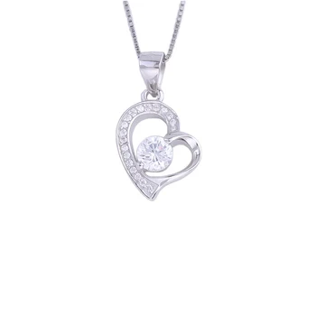 

Big Crystal Heart Necklace For Women 925 Sterling Silver Round Zircon Gems Heart Pendants Wedding Fashion Jewelry Gifts