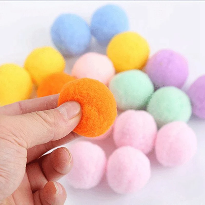 

12 Pcs/Set Pet Cat Ball Toys Colorful Handmade Bouncy Balls For Cats Interactive Toy Kitten Plush Ball Chew Toy Pet Supplies