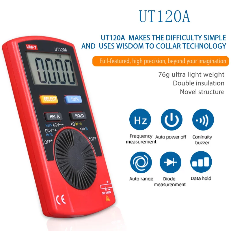 UT120A Цифровой мультиметр UT120A/UT120B/UT120C карманный размер автоматическое отключение Авто диапазон 4000 дисплей для DIYers и инженеров - Цвет: UT120A